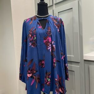 Free People Blue Floral Blouse